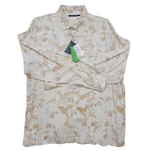 NWT Perry Ellis Floral Print Shirt 2XLT Button Down EcoVero Viscose Long Sleeve